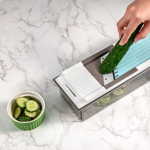 Cortador de Verduras Multifunción 9 en 1 Azul Transparente  L&c Home