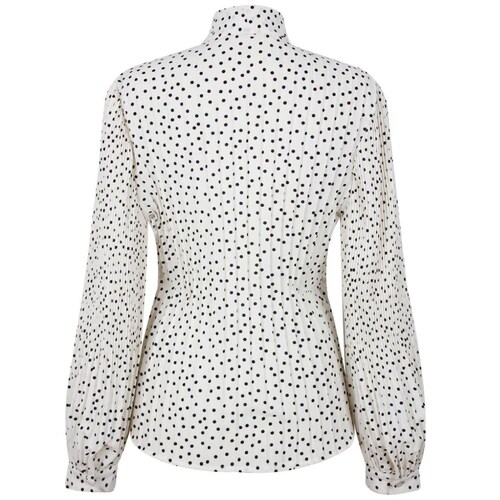 Blusa City Femme Manga Larga Plisada Diseño Estampado Dots Plisada