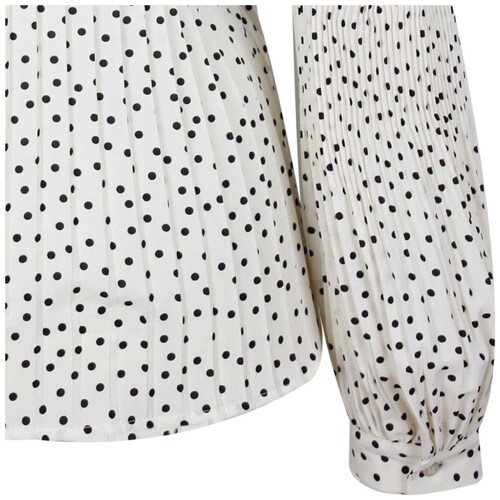Blusa City Femme Manga Larga Plisada Diseño Estampado Dots Plisada