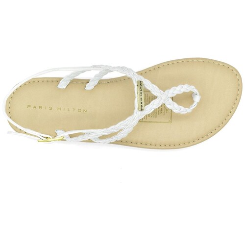 Sandalia Flat Trenzada con Ajuste Blanco Paris Hilton.
