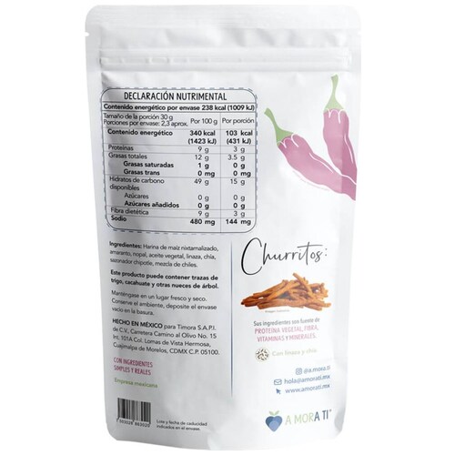 Churritos de Amaranto Y Nopal con Chile a Mora Ti 70G