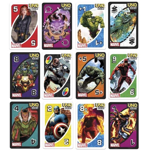 Uno Flip Marvel Juego Cartas Jugar con Amigos para Niños
