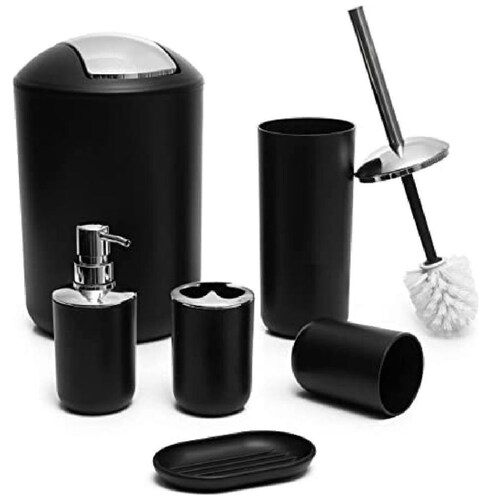 Accesorios Baño 6 Pzas Negro Good & Good
