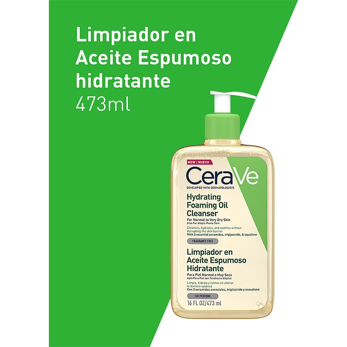 CeraVe Limpiador En Aceite Espumoso Hidratante Rostro y Cuerpo 473 ml image number 3