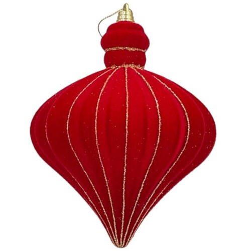 Esfera Terciopelo Rojo Y Diamantina Oro 17Cm