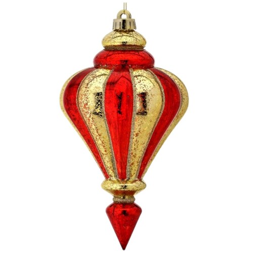 Esfera Finial Mercury Rojo Y Oro 25Cm