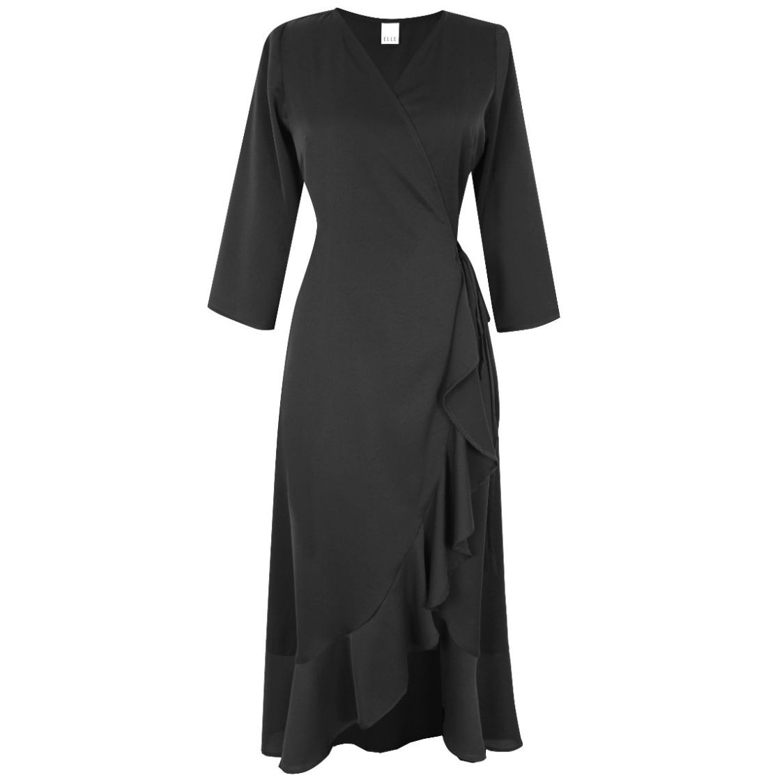 Vestido negro corto manga tres cuartos new arrivals