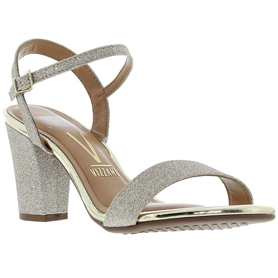 Sandalia salto grosso store glitter