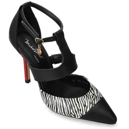 Zapatilla Cebra Ajuste en T Negra Michel Domit
