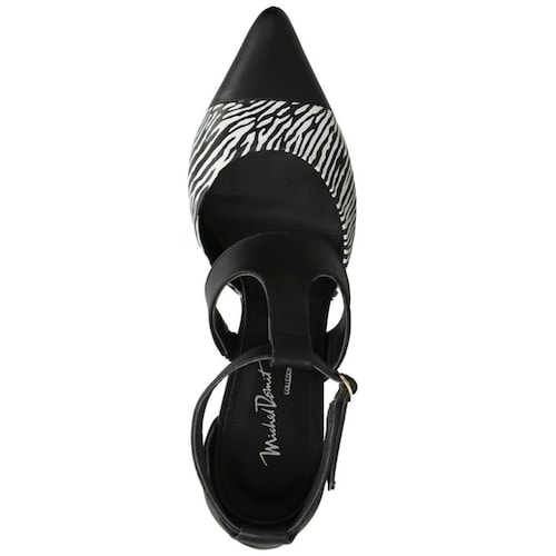 Zapatilla Cebra Ajuste en T Negra Michel Domit