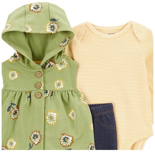 Set de 3 Piezas Carters con Chaleco para Niña