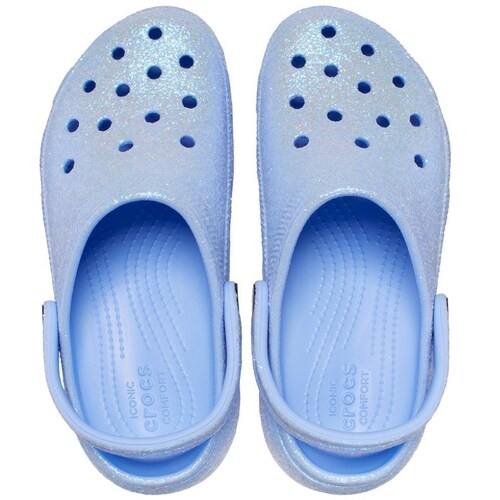 Sandalia Classic Platform Glitter Azul Crocs