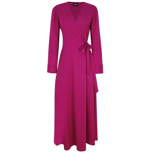 Vestido Basel Manga Larga Cuello V Diseño Liso Cruzado