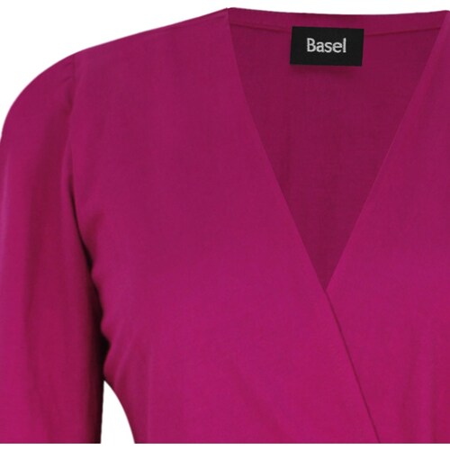 Vestido Basel Manga Larga Cuello V Diseño Liso Cruzado