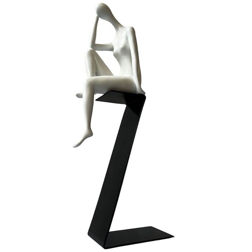 Escultura de Persona Pensando Color Blanco Mideko Home