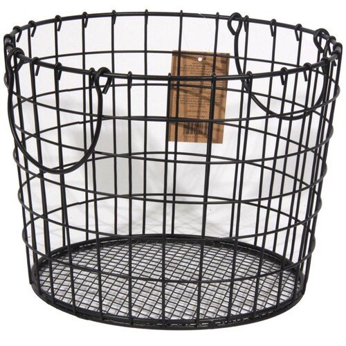 Home Nature Canasta Redonda de Metal 26.5*26.5*20.5 Cm