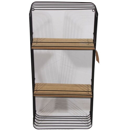 Home Nature Estante de Metal con 2 Repisas de Madera  38*15*80.5 Cm
