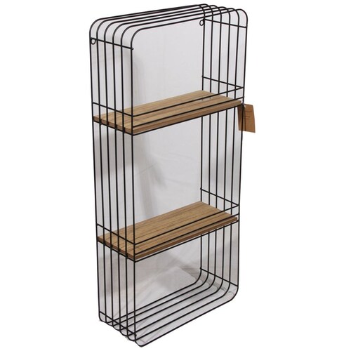 Home Nature Estante de Metal con 2 Repisas de Madera  38*15*80.5 Cm
