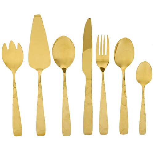 Set de 19 Cubiertos Dorados de Acero Inoxidable  Crown Baccara