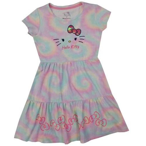 Vestido para Niña Manga Corta con Estampado Hello Kitty