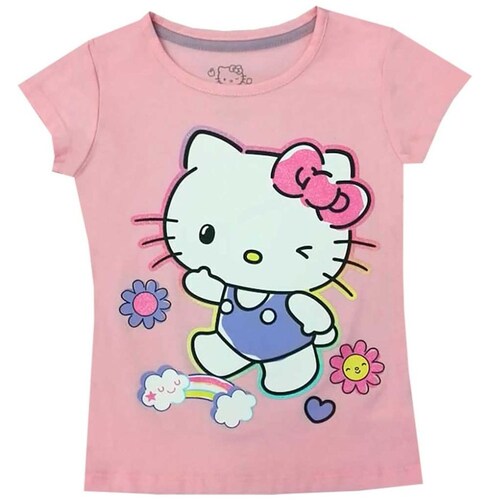 Playera para Niña Manga Corta con Estampado Hello Kitty