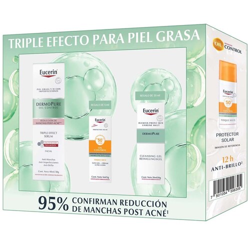 Eucerin Pack Dermo Pure Serum Triple Efecto 30 Ml + Dermo Pure Gel 20 Ml + Sun Oil Control 5 Ml