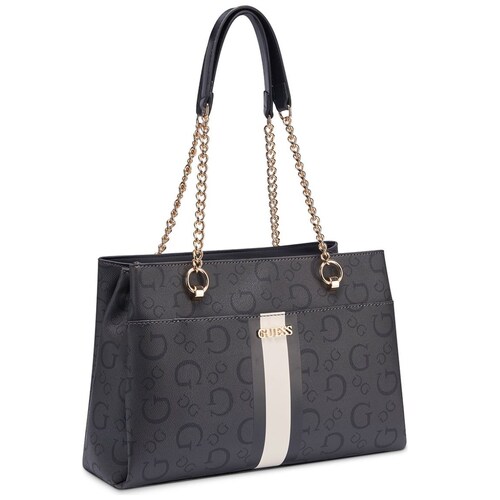 Bolsa Satchel Negro Suavizado Guess Factory