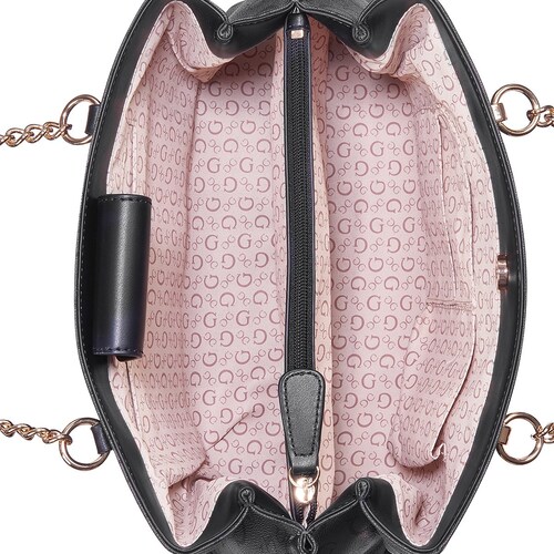 Bolsa Satchel Negro Suavizado Guess Factory