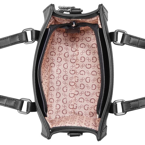 Bolsa Top Zip Negro Suavizado Guess Factory