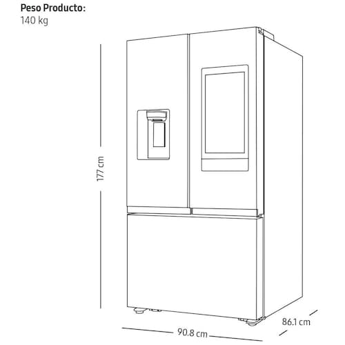 Refrigerador Samsung Family Hub  Rf32Cg5911Srem con Despachador 30.5 Ft Acero
