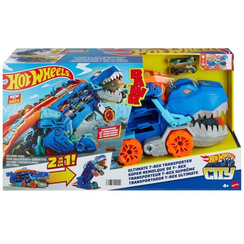 Hot Wheels City Pista de Juguete Súper Remolque de T-Rex  Mattel