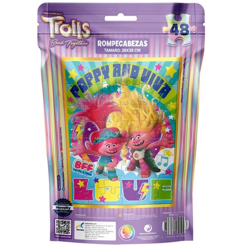 Rompecabezas Foil Trolls 3 48 Pzas Novelty