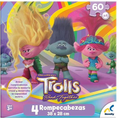 Rompecabezas 4 en 1 Trolls 3 Novelty