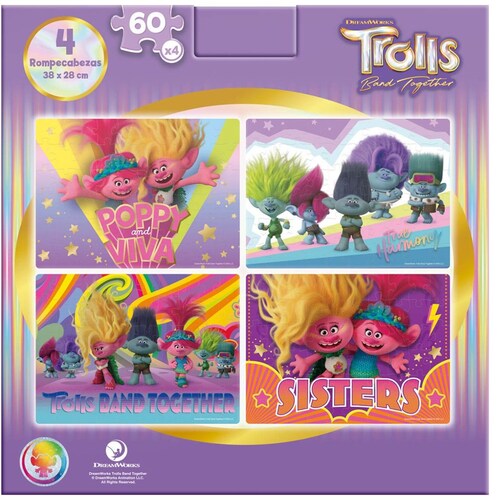 Rompecabezas 4 en 1 Trolls 3 Novelty