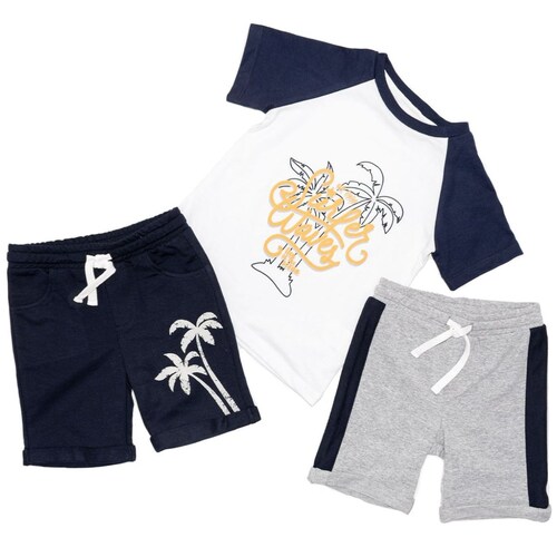Conjunto para Niño de 3 Piezas Playera Manga Corta 2 Shorts French