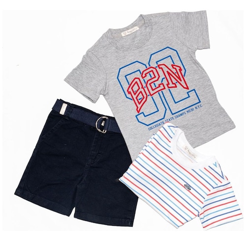 Set para Bebé de 3 Piezas 2 Playeras Manga Corta Y Short Being2Nice