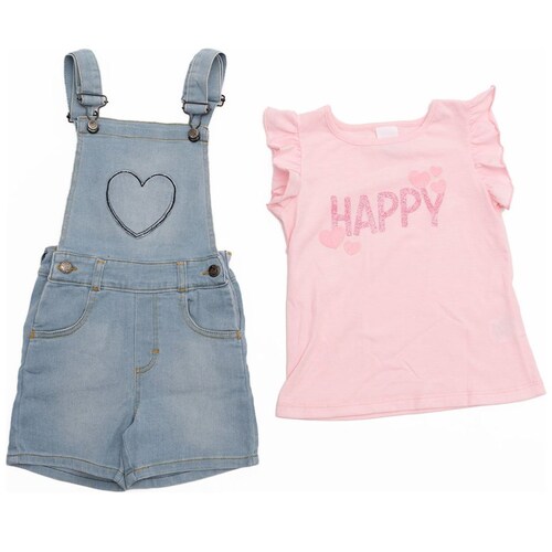 Conjunto Being 2 Nice Playera Manga Corta Y Peto para Niña