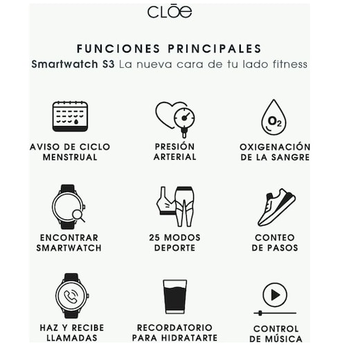 Smartwatch para Mujer Cloe Series 3 Oe2368Llc