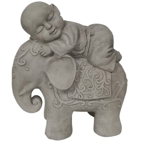 Budha sobre Elefante White Vintage Home