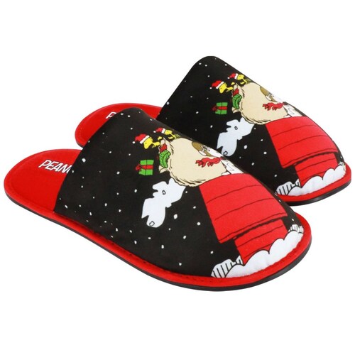 Pantufla Personajes Snoopy Navidad Negro