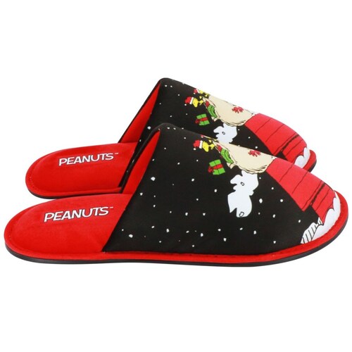 Pantufla Personajes Snoopy Navidad Negro