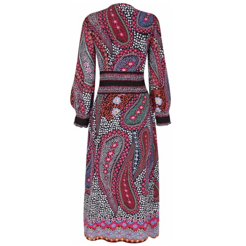 Vestido City Femme Manga Larga Abullonada Cuello Redondo Estampado Floral