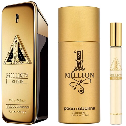 Paco Rabanne One Million Elixir Set para Hombre Perfume Edp 100Ml + Desodorante 150Ml + Perfume de Bolsillo 10Ml