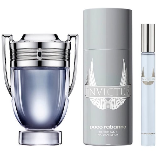 Fragancia Set Paco Rabanne Invictus Edt 100 Ml  + Desodorante 150 Ml + Edt 10 Ml para Hombre