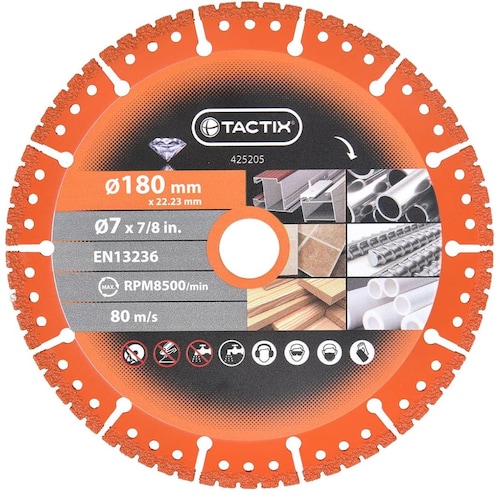 Disco Corte Diamante Tactix Multiusos 180Mm