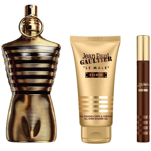 Fragancia Set Jean Paul Gaultier Le Male Elixir Edp 12 Ml + Shower Gel 75 Ml + Perfume de Bolsillo 10 Ml para Hombre
