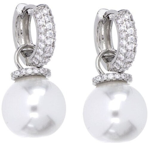 Aretes Circonitas Blancas Acabado Rodio Farfalla Bonetti