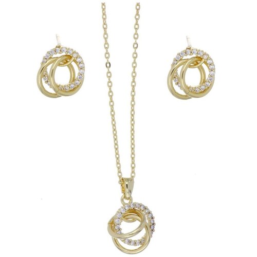 Set Arete Dije con Cadena con Acabado en Chapado Oro Farfalla Bonetti