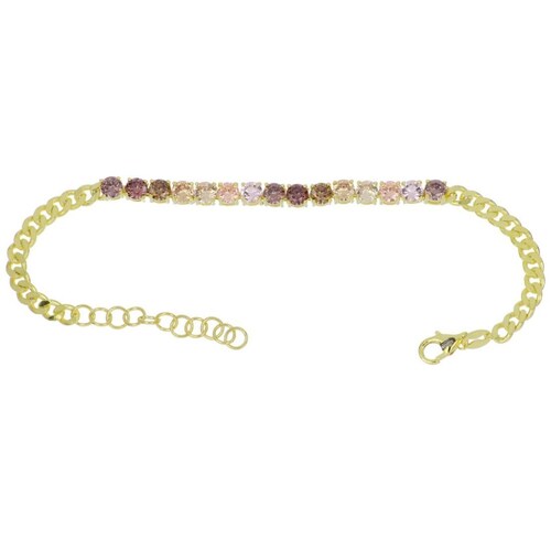 Pulsera Cadena con Circonita Mix Color con Acabado en Chapado Oro  Farfalla Bonetti