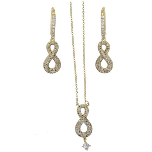 Set Arete + Dije con Cadena Infinito con Acabado en Chapado Oro Farfalla Bonetti